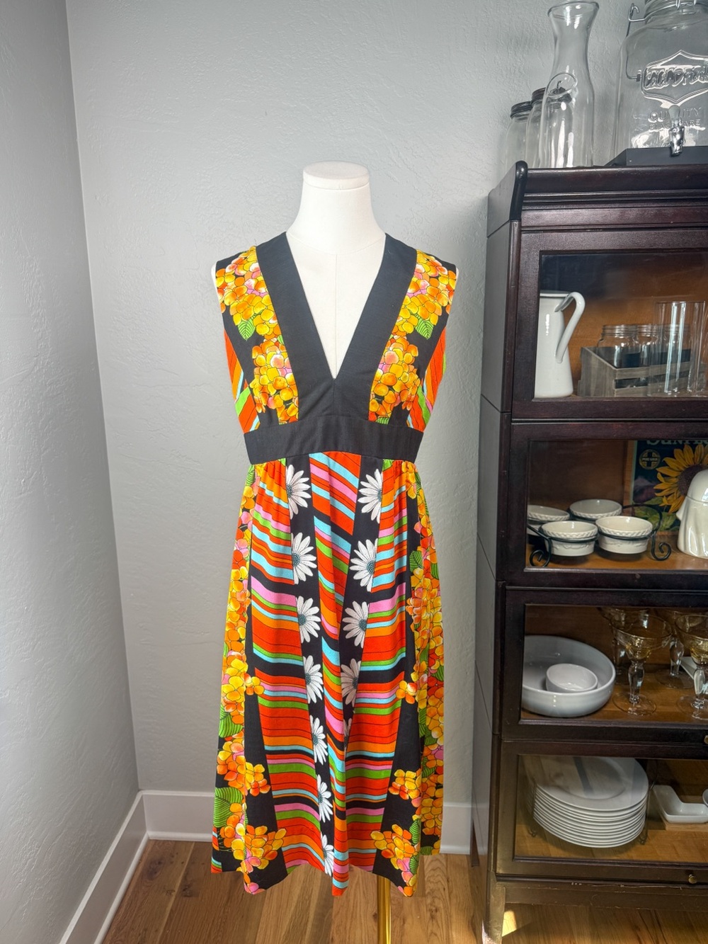 Vintage Tori Richard Honolulu Hawaiian Floral Mod Maxi Dress Size 10 USA